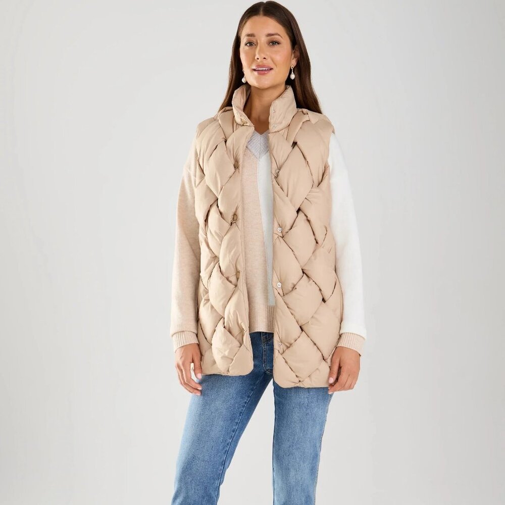 FDJ Basketweave Vest in Caffe Latte colour, NWT sz. S